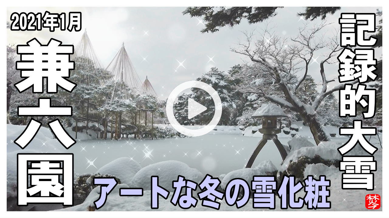 【雪･冬の兼六園早朝無料】雪化粧･雪景色の雪吊り兼六園と金沢城･玉泉院丸庭園の散策ライブ映像