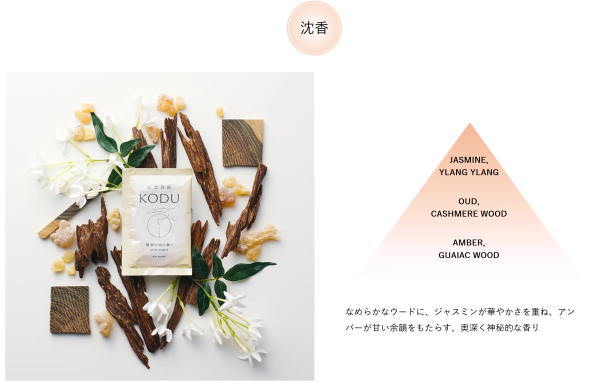 日本香堂の調香師が監修の入浴剤-ＫＯＤＵ-檜・サンダルウッド・アンバー