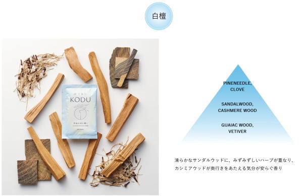 日本香堂の調香師が監修の入浴剤-ＫＯＤＵ-檜・サンダルウッド・アンバー
