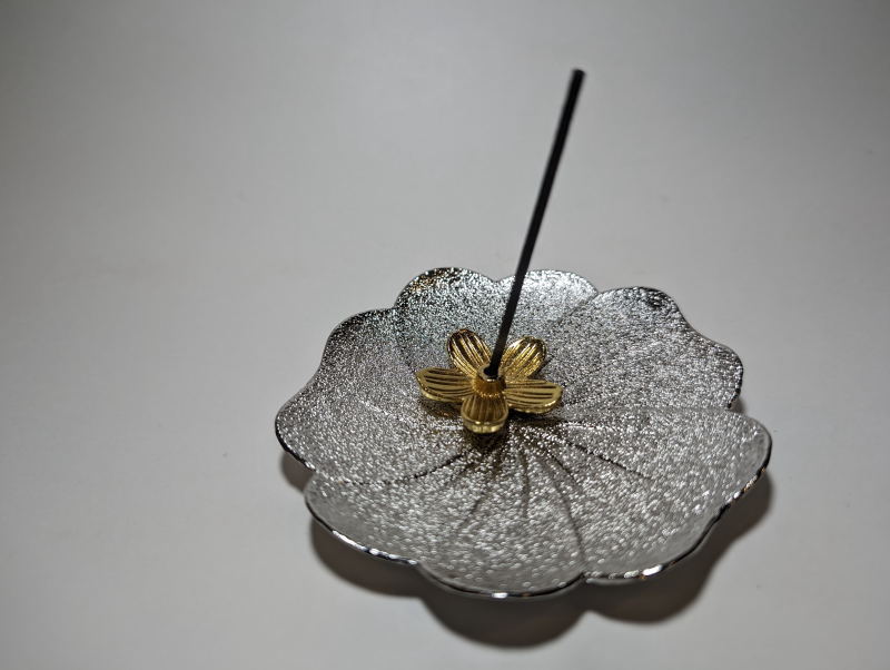 花びら香立香皿セット 銀色