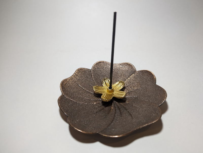 花びら香立香皿セット 銅色